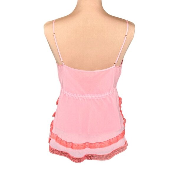 ViTG Y2K Tracy Reese Babydoll Cami Top Sz.8 Peach Silk Ruffle Fairy Coquette - Picture 3 of 11